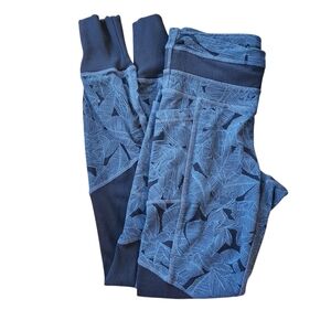 Athleta Blue Jeggings with Leaf Print XS